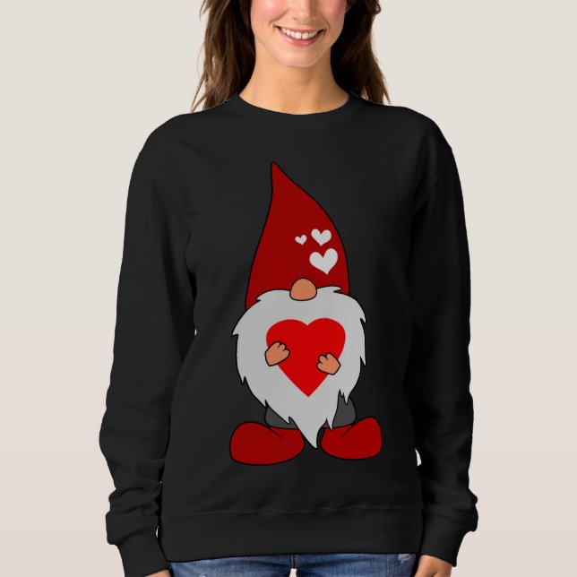 Niedlicher Valentinstag Holiday Gnome mit roter Li Sweatshirt (Vorderseite)