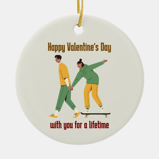 Niedlicher Valentinstag Keramik Ornament (Vorne)