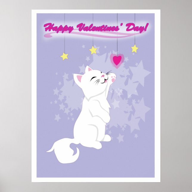 Niedlicher Valentinstag Kitty Poster (Vorne)