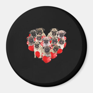 Niedlicher Valentinstag Mops Hund Herz Welpe Magnet