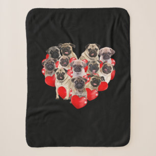 Niedlicher Valentinstag Mops Hund Herz Welpe Sherpadecke