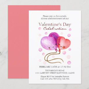 Niedlicher Valentinstag - Personalisierten Balloon Einladung