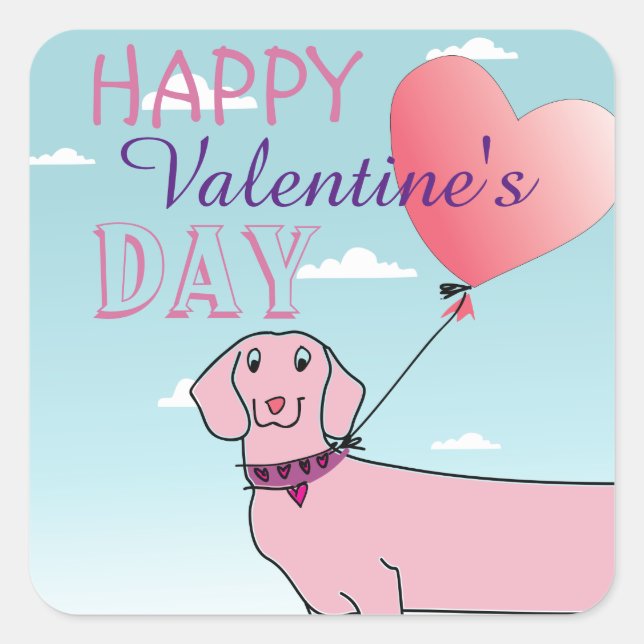 Niedlicher Valentinstag Quadratischer Aufkleber (Vorderseite)