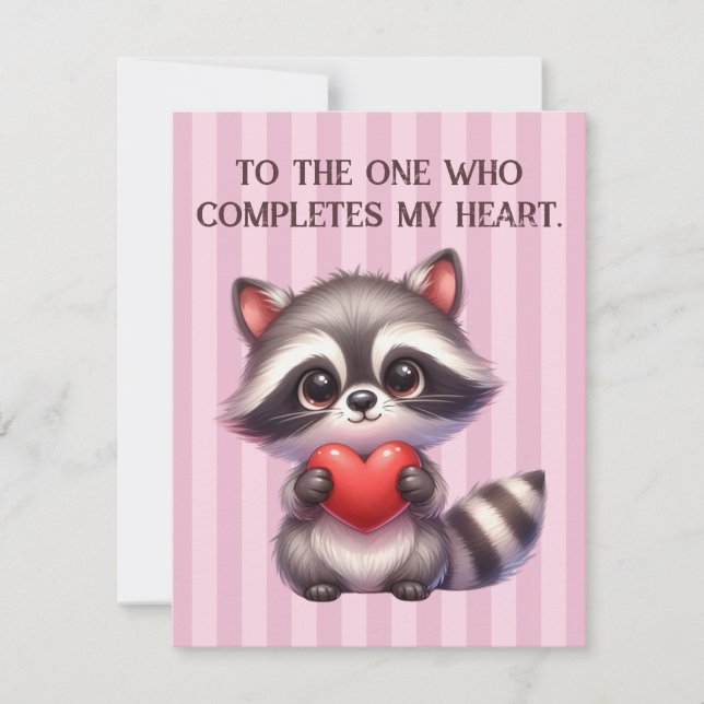 Niedlicher Valentinstag Raccoon Herzblut Feiertagskarte (Vorderseite)