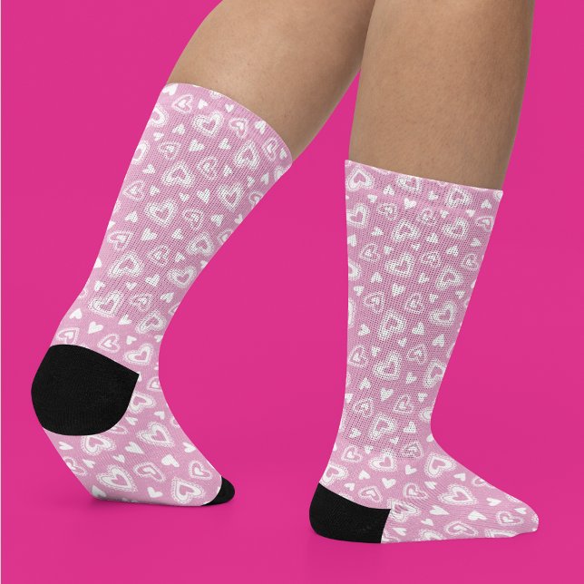 Niedlicher Valentinstag rosa Herzmuster Socken (Von Creator hochgeladen)