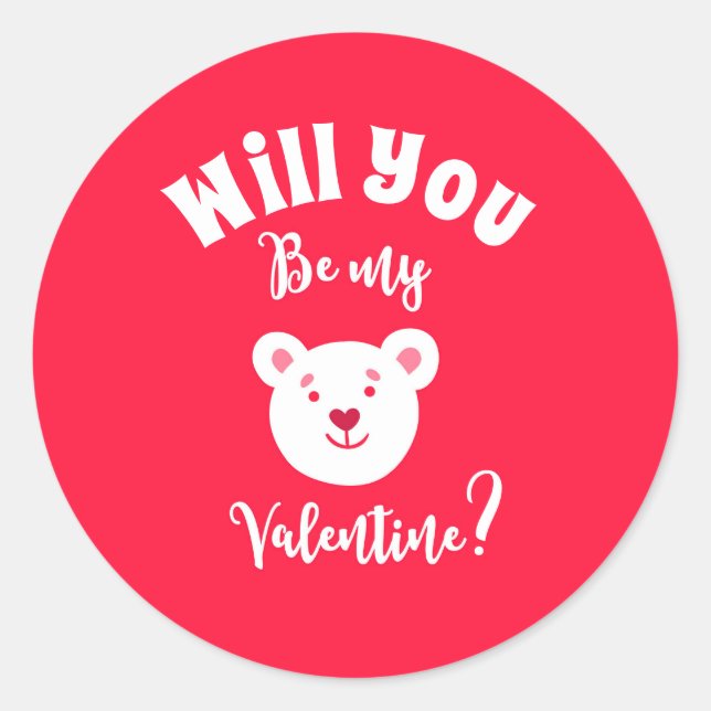 Niedlicher Valentinstag Runder Aufkleber (Vorderseite)