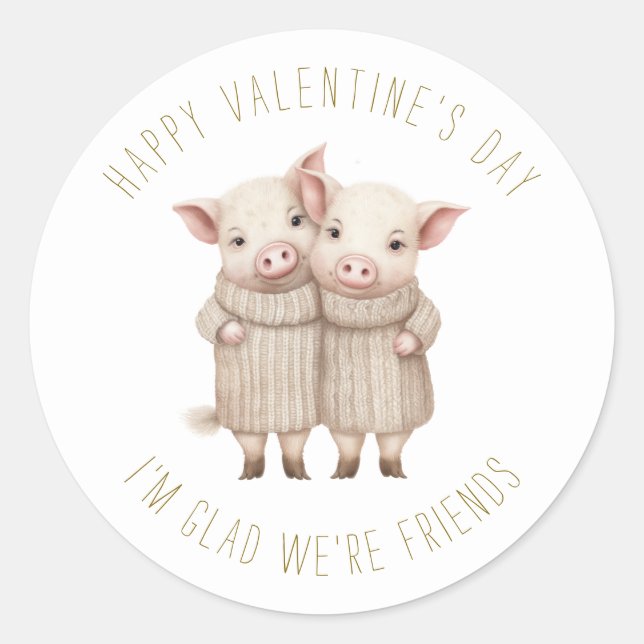 Niedlicher Valentinstag Runder Aufkleber (Vorderseite)
