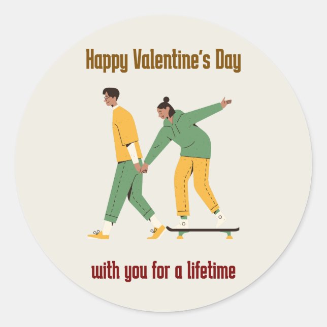 Niedlicher Valentinstag Runder Aufkleber (Vorderseite)