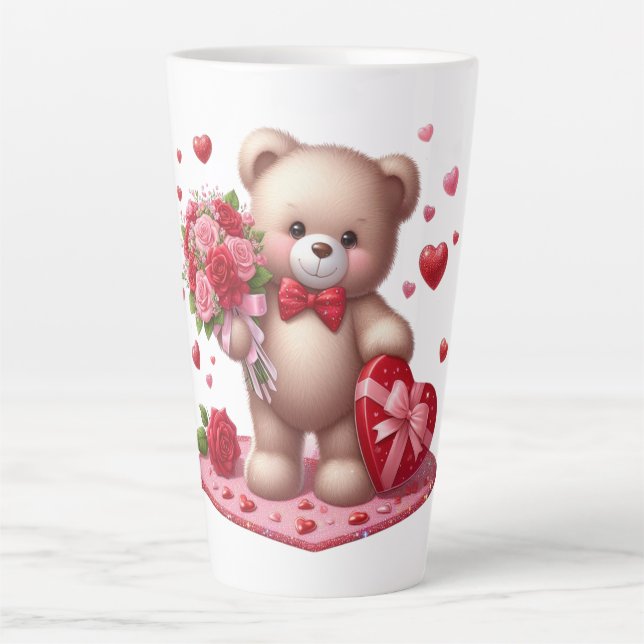 Niedlicher Valentinstag Teddybär Milchtasse (Vorderseite)
