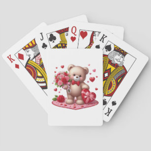 Niedlicher Valentinstag Teddybär Spielkarten