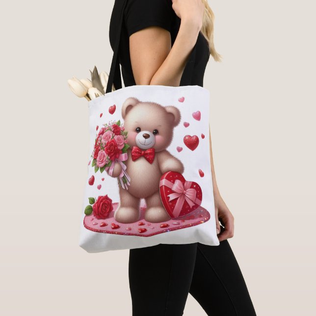 Niedlicher Valentinstag Teddybär Tasche (Von Nahem)