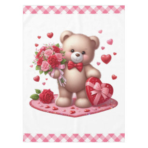 Niedlicher Valentinstag Teddybär Tischdecke
