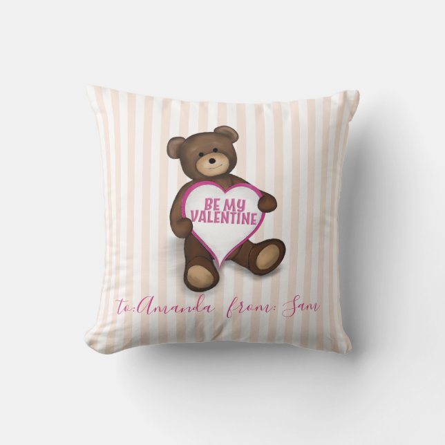 Niedlicher Valentinstag Whimsikaler Teddybär Kissen (Vorderseite)