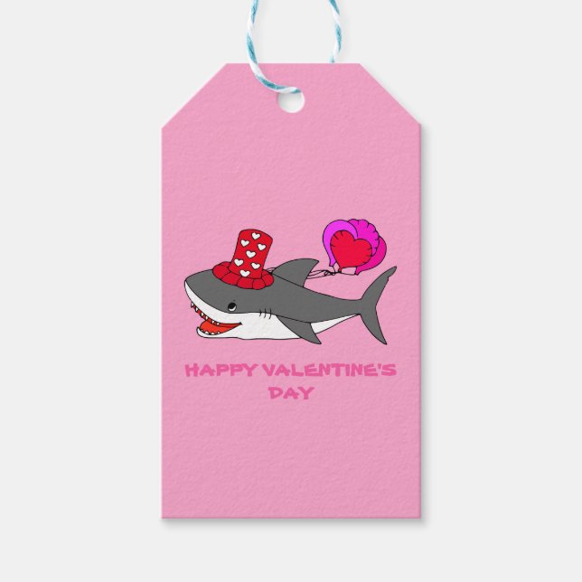 Niedlicher Valentintagshai Geschenkanhänger (Vorderseite)