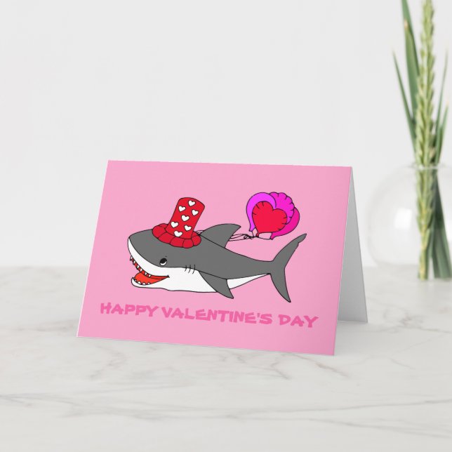 Niedlicher Valentintagshai Karte (Vorderseite)