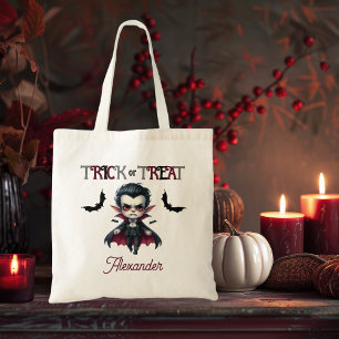 Niedlicher Vampir-Kid-Trick oder Treat Halloween Tragetasche