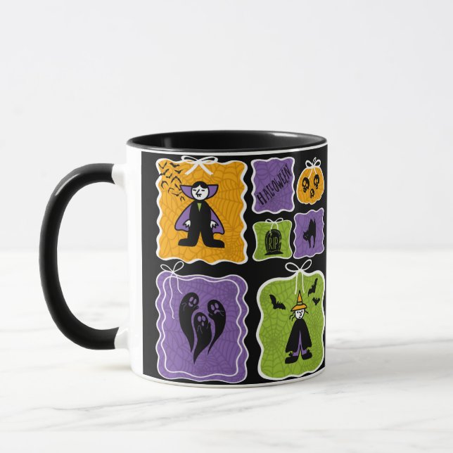 Niedlicher Vampir und HexenHalloween Tasse (Links)
