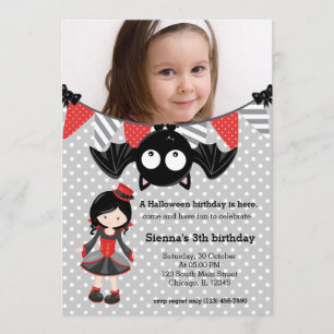 Niedlicher VampirGeburtstag mit Foto Einladung