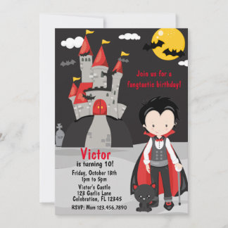 Niedlicher Vampirjunge Halloween Kinder Spooky Ein Einladung
