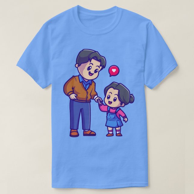 Niedlicher Vater mit kleinem Cartoon T-Shirt (Design vorne)