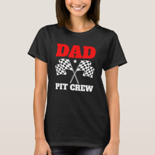 Niedlicher Vater Pit Crew Checkered Flags Birthday T-Shirt