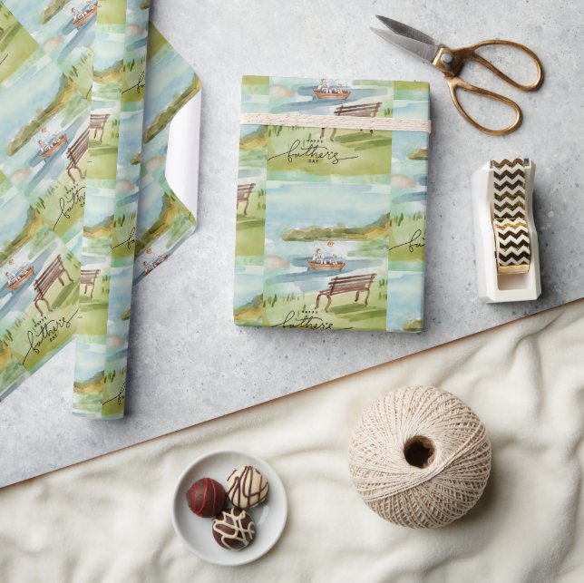 Niedlicher Vater und Sohn Geschenkpapier (Kunsthandwerk)