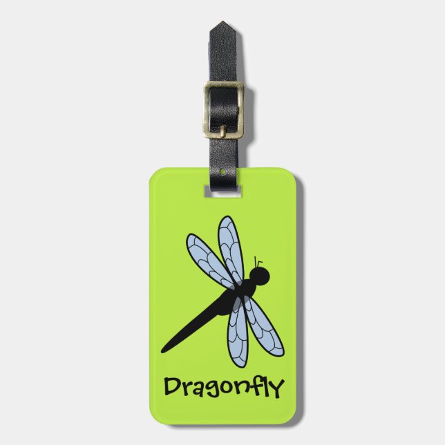 Niedlicher Vector Dragonfly (Grüner Hintergrund) Gepäckanhänger (Vorderseite vertikal)