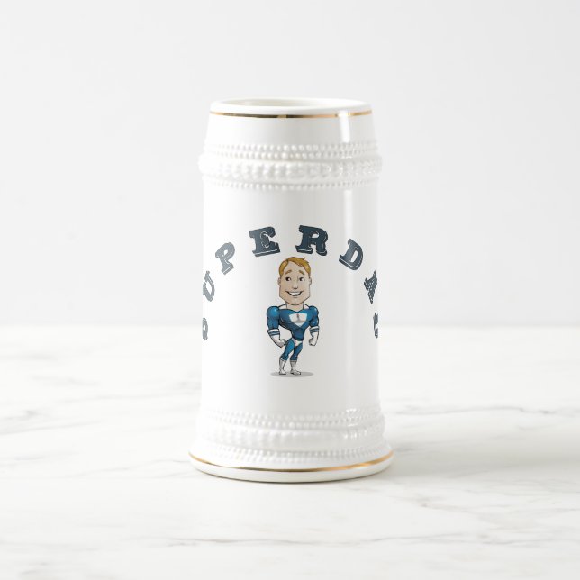 Niedlicher vektorCartoon-SuperVater Bierglas (Mittel)