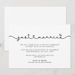 Niedlicher verbindender Schriftart Nur verheiratet Einladung