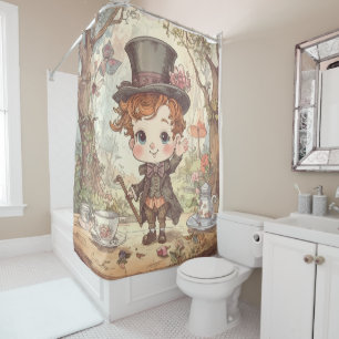 Niedlicher Verrückter Hatter Whimsical Wunderland  Duschvorhang