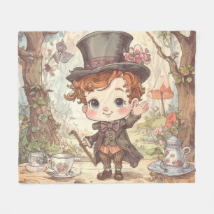 Niedlicher Verrückter Hatter Whimsical Wunderland Fleecedecke