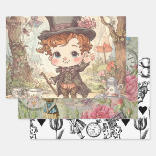 Niedlicher Verrückter Hatter Whimsical Wunderland  Geschenkpapier Set