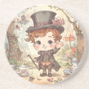 Niedlicher Verrückter Hatter Whimsical Wunderland  Getränkeuntersetzer