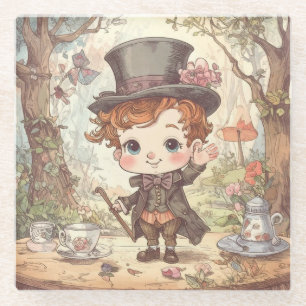 Niedlicher Verrückter Hatter Whimsical Wunderland  Glasuntersetzer
