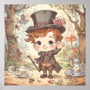Niedlicher Verrückter Hatter Whimsical Wunderland  Poster