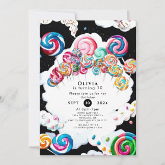 Niedlicher verzauberter Candyland Geburtstag Einladung
