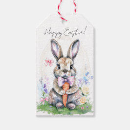 Niedlicher Vintage-Osterhase Wasserfarbe Geschenkanhänger