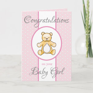 Niedlicher Vintager Babydusche Teddy Karte
