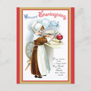 Niedlicher Vintager BegrüßungsErntedank Postkarte
