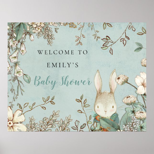 Niedlicher Vintager Begrüßungstablett Kinderdusche Poster (Vorne)