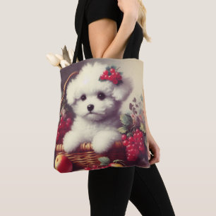 Niedlicher Vintager Bichon Frisé Malerei Tasche