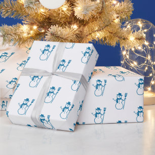 Niedlicher Vintager Blauschneemann Zeichnend Geschenkpapier