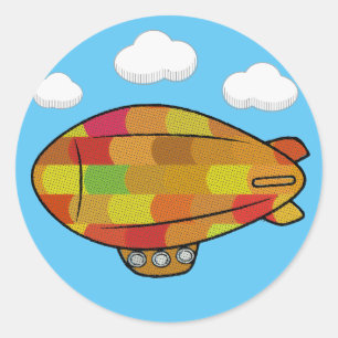 Niedlicher Vintager Blimp-Ballon Zeichnend Runder Aufkleber
