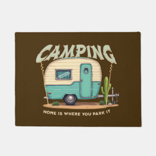 Niedlicher Vintager Campingplatz und Camping-Zitat Fußmatte