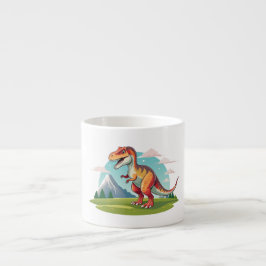 Niedlicher Vintager Dinosaurier T Rex mit Berg Espressotasse