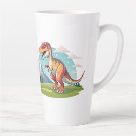 Niedlicher Vintager Dinosaurier T Rex mit Berg Milchtasse