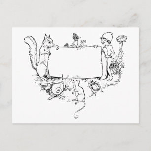 Niedlicher Vintager Eichhörnchen-Schnecke-Bug Wild Postkarte