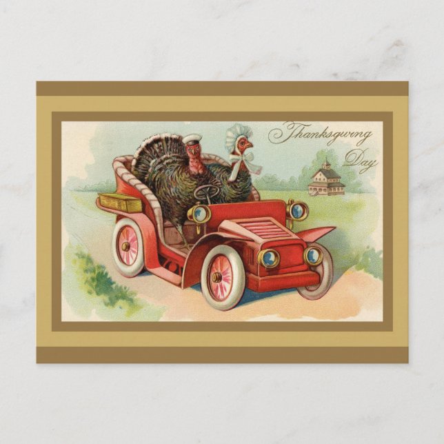 Niedlicher Vintager Erntedank der Türkei Postkarte (Vorderseite)