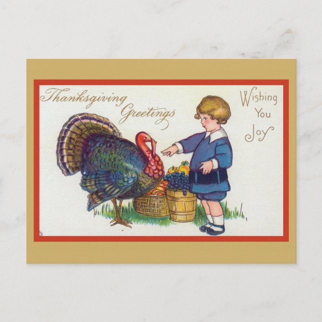 Niedlicher Vintager Erntedank Grüße Türkei Postkarte (Vorderseite)