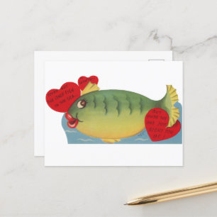 Niedlicher Vintager Fisch Valentine Feiertagspostkarte